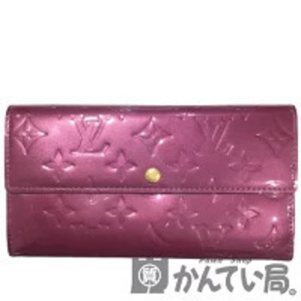 LOUIS VUITTON Portefeuille Sarah Vernis Purple Rouge Fauviste Long Wallet Bi